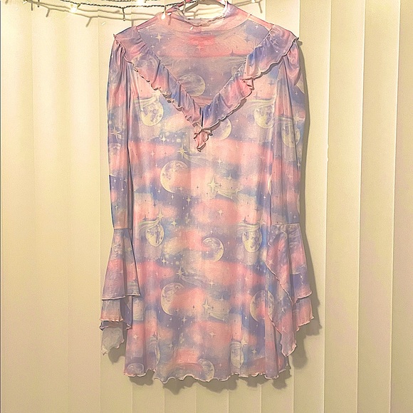 NWOT Sugar Thrillz Ruffled in Space Mini Dress(XL) - Picture 2 of 9